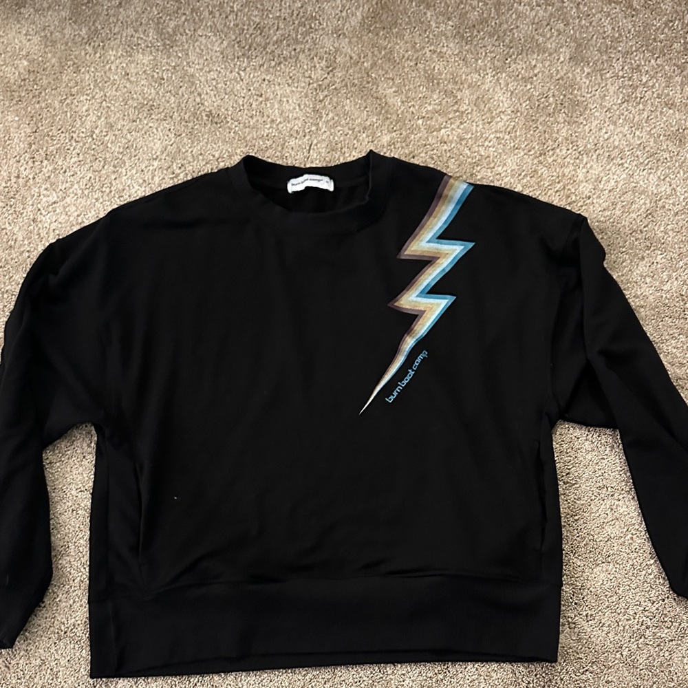 Black Crewneck Sweater with Lightning Bolt